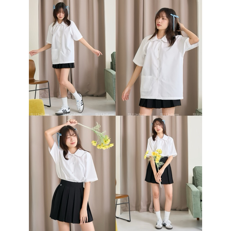เสื้อนักศึกษาทรงบอย ทรงบอยคอบัว เสื้อคอบัว