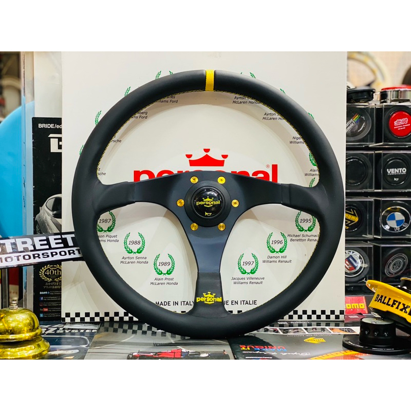 พวงมาลัย personal trophy limited yellow ขนาด 350 mm แท้ มือสอง italy Steering Wheel พวงแต่ง พวงซิ่ง 