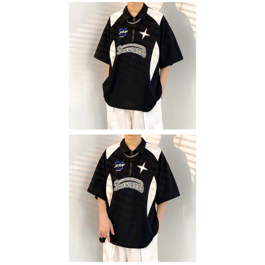 เสื้อยืดโปโล Polo shirt คอปก ทรงหลวม ผู้ชาย ใส่สบาย