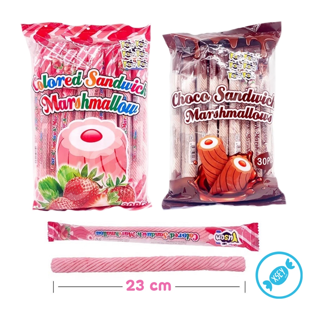 (อย.ไทย) มาชเมลโลยาว มีไส้ หอม  อร่อยๆ ราคาพิเศษ 1 แพ็คมี 30 ชิ้น