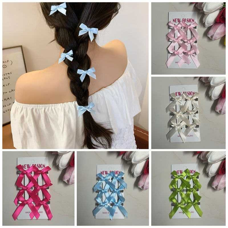 กิ๊บติดผม โบว์จิ๋ว มีทั้งหมด 17 สี [1 แผงมี 6 ชิ้น]