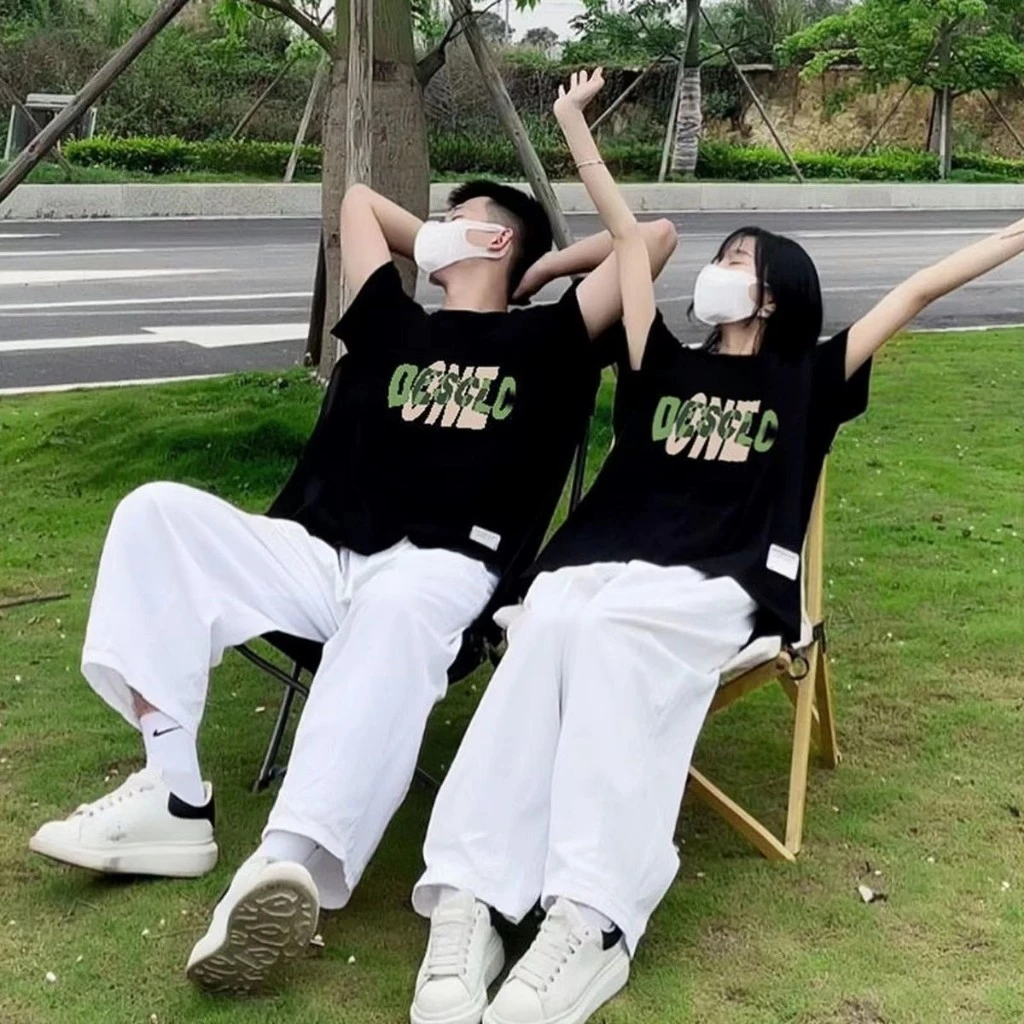 เสื้อคู่กับแฟนไซร์ใหญ่ Oversize เสื้อผ้าแฟชั่นสไตล์เกาหลี เสื้อยืดครอปผู้หญิง โอเวอร์ไซส์ชายหญิง สกรีนลายสวยงาม thumbnail 10