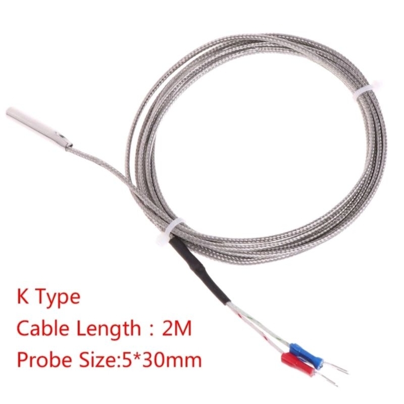 Thermocouple K - Type สาย2 M เซนเซอร์อุณหภูมิ 5x30 . Probeสแตนเลส