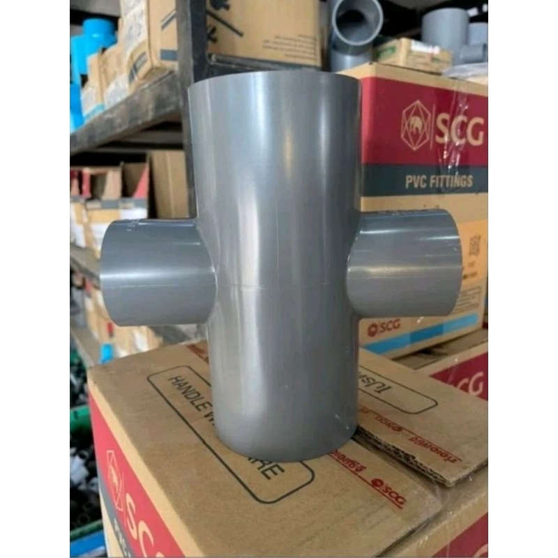 สี่ทาง 3 นิ้วลด 2 นิ้ว สีเทา ตราช้าง ระบบน้ำ สปริงเกอร์ ข้อต่อท่อ