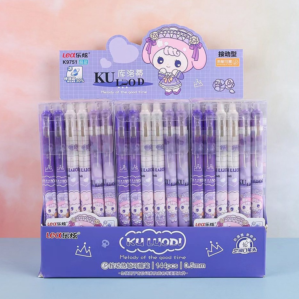 ปากกา ปากกาลบได้แบบกด ขนาดหัว0.5mm ลายการ์ตูนน่ารักเขียนลื่นลบง่ายเปลี่ยนไส้ได้1กล่อง12แท่ง พร้อมส่ง