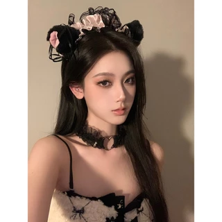 【DarkFangrance】พร้อมส่ง🚚🚚สร้อยคอลูกไม้ สร้อยคอกระดิ่ง🖤🤍ขอบลูกไม้ สีดำ และสีขาว H9054