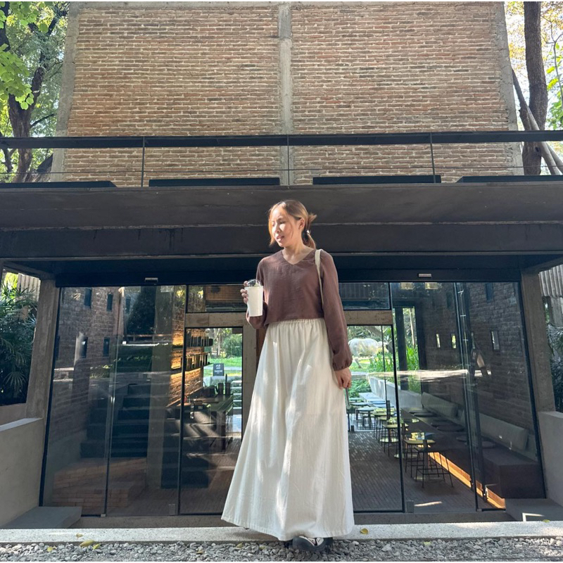 ✨ใส่โค้ด MALI69  ✨ กระโปรงผ้าฝ้ายเอวยืด A-lolly skirt
