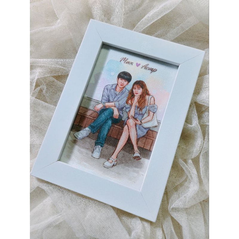 รับวาดรูป ภาพวาดสีน้ำ 4x6นิ้ว พร้อมกรอบ