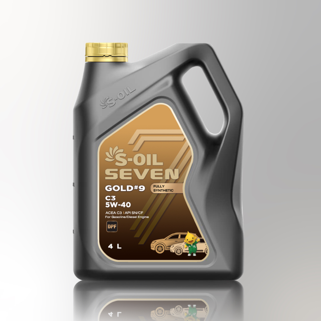 น้ำมันเครื่องเบนซิน/ดีเซล S-OIL SEVEN GOLD #9 C3 5W40 สังเคราะห์ 100% แถมน้ำมันเบรก