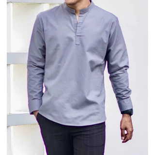 👔เสื้อเชิ้ตคอจีนไม่มีกระดุมแขนยาว 15สี👔ผ้า Oxford ทรงเข้ารูปเล็กน้อย คัตติ้งเนี๊ยบมากกกกก