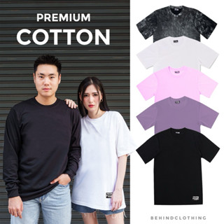BEHIND เสื้อยืดสีพื้น PREMIUM COTTON เสื้อเปล่า แขนสั้น แขนย…