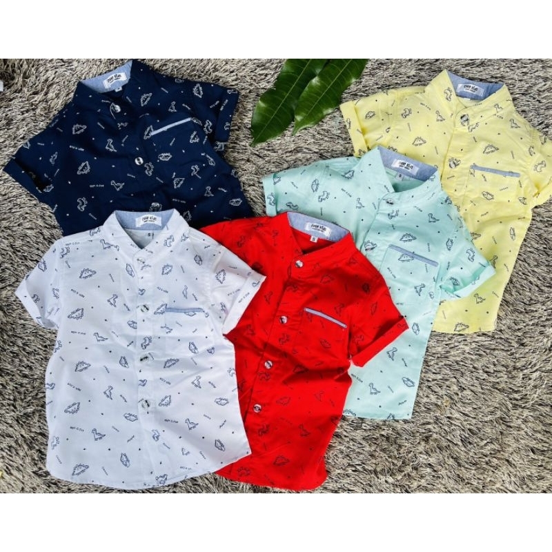 เสื้อเชิ้ตเด็กคอจีน พิมพ์ลาย ไดโนเสาร์ น่ารักมาก