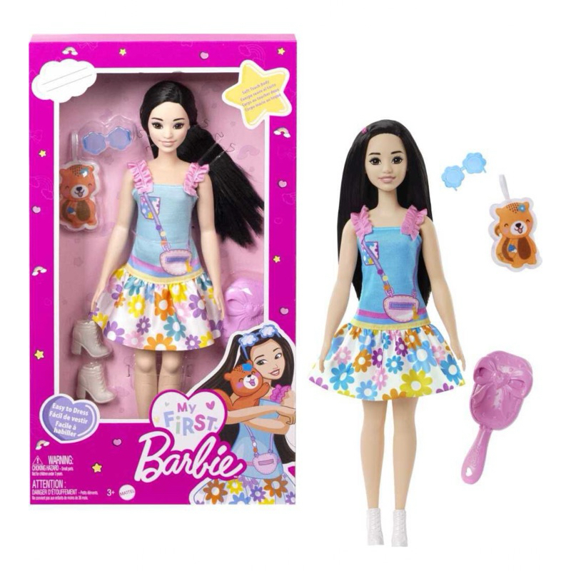 My First Barbie Doll for Preschoolers, Renee Doll with Black Hair, Squirrel and Accessories