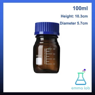 ขวดเก็บสารเคมี สีชา แบบฝาเกลียว ขนาด 100, 250, 500,1000,2000ml, Duran / Reagent bottle, Glass Laboratory Reagent Bottle