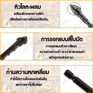 ดอกสว่านคาร์ไบท์ อเนกประสงค์ ขนาด M3-M12 เจาะได้ทุกวัสดุในตัวเดียว เหล็ก ไม้ ปูน กระเบื้อง กระจก คอนกรีต