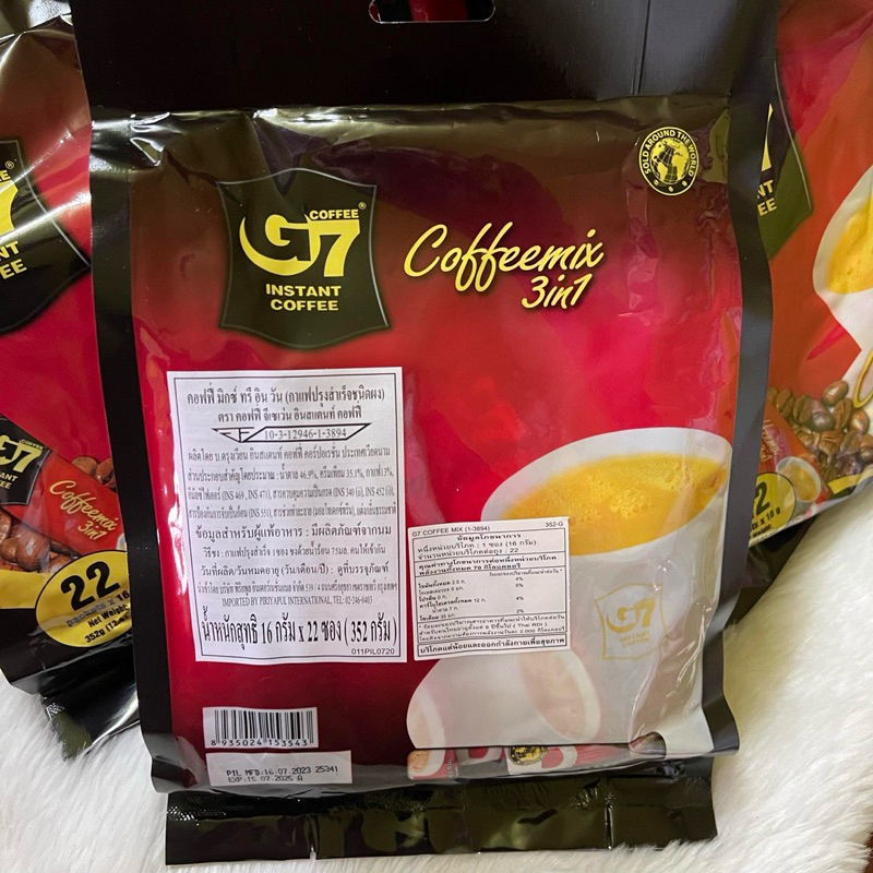 3 ห่อใหญ่ กาแฟเวียดนามแท้ จีเซเว่น G7 vietmanese trung nguyen coffee 22pcs