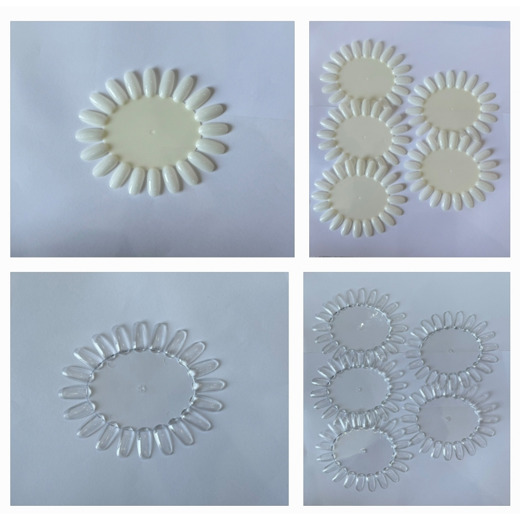 ชาร์ตเปล่าทาสีเล็บ แบบวงรี 20 เล็บ สีใส/สีขุ่น ทรงอัลมอนด์ เหมาะสำหรับทำชาร์ตโชว์ร้านเล็บ พร้อมส่ง