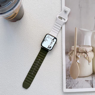 สายรัดซิลิโคนเหมาะสำหรับ iwatch Ultra49mm46mm44mm45mm สายกันน้ำS11 10 9 8 6 7se 3 2 14 5 การจับคู่สีสาย 38mm40mm41mm42mm