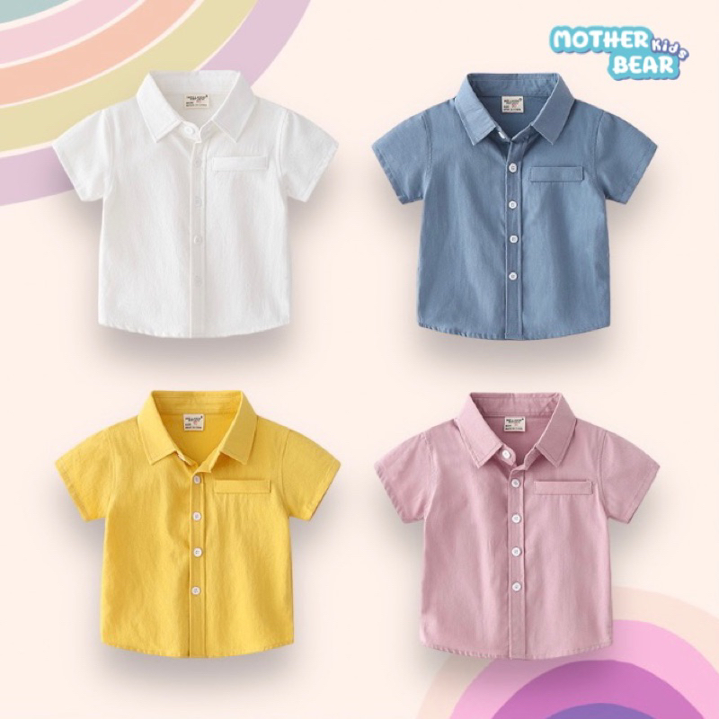 AB157 เสื้อเชิ้ตเด็กออกงาน เสื้อสีพื้น เสื้อผ้าเด็กแฟชั่น พร้อมส่งในไทย