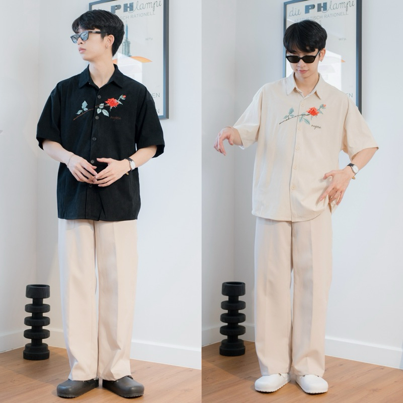 MYROSE SHIRT เสื้อเชิ้ตแขนสั้นทรงโอเวอร์ไซส์