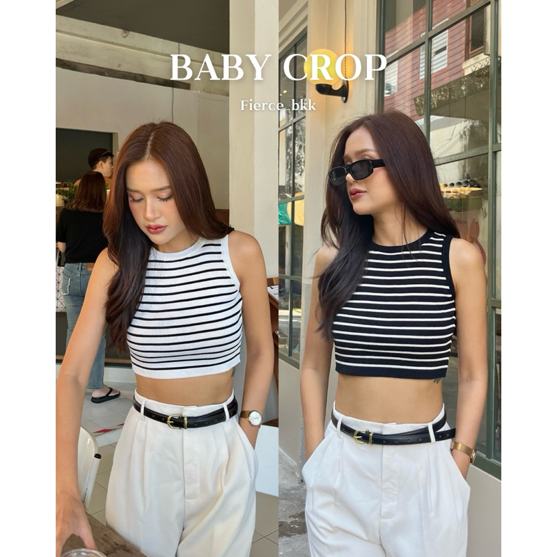 Fierce_bkk : “Baby Crop Top” เสื้อกล้ามครอปลายทาง ผ้าใส่สบายไม่ร้อน สินค้าพร้อมส่งในไทย