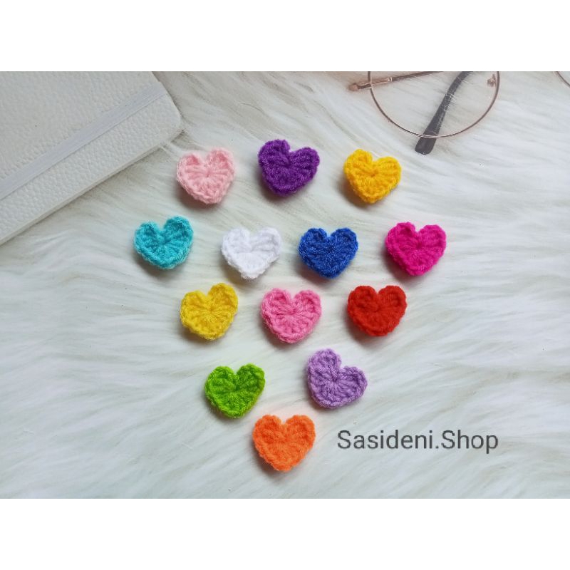 5 ชิ้น หัวใจถักโครเชต์ วาเลนไทน์ หัวใจไหมพรม สำหรับแต่งชิ้นงาน