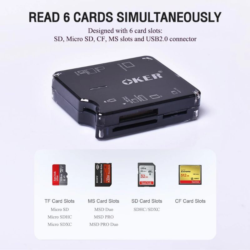 OKer  อุปกรณ์อ่านการ์ด All in one, USB 2.0 Card Reader / Writer รุ่นoker C-2001