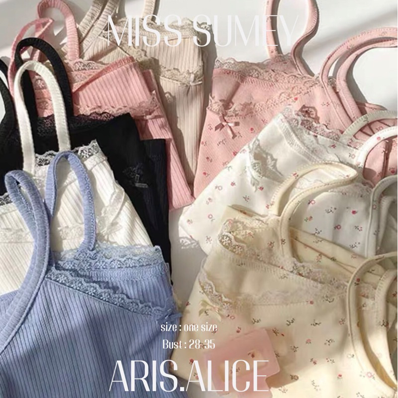 พร้อมส่ง📌เสื้อสายเดี่ยวน่ารัก เนื้อผ้าคอตตอนเกรดพรีเมี่ยม (งานผ้าไม่ลื่น ไม่มัน) งานป้ายmiss sumey ผ้ายืดนุ่มใส่สบาย