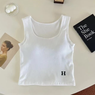 เสื้อกล้ามผ้าร่องผู้หญิง พร้อมบราตัวเดียวจบ ผ้ายืด ฟรีไซส์ พร้อมส่ง