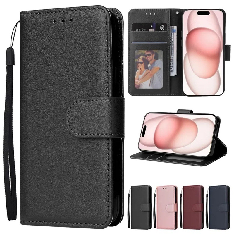เคสหนังฝาพับสำหรับ ไอโฟน iPhone 16 pro max/16 plus/16 pro/16 15 14 pro max/pro/plus/14/13 pro max/pro/12 ช่องใส่บัตร