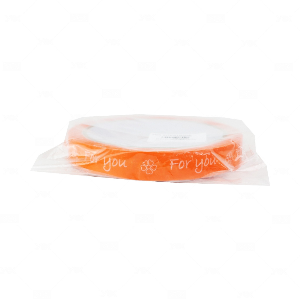 (ยกแพ็ค) 10 ม้วน เทปกาวสีส้ม ติดกล่องขนม KCP-129 พิมพ์ลาย For You (1 ม้วน) หยกออนไลน์