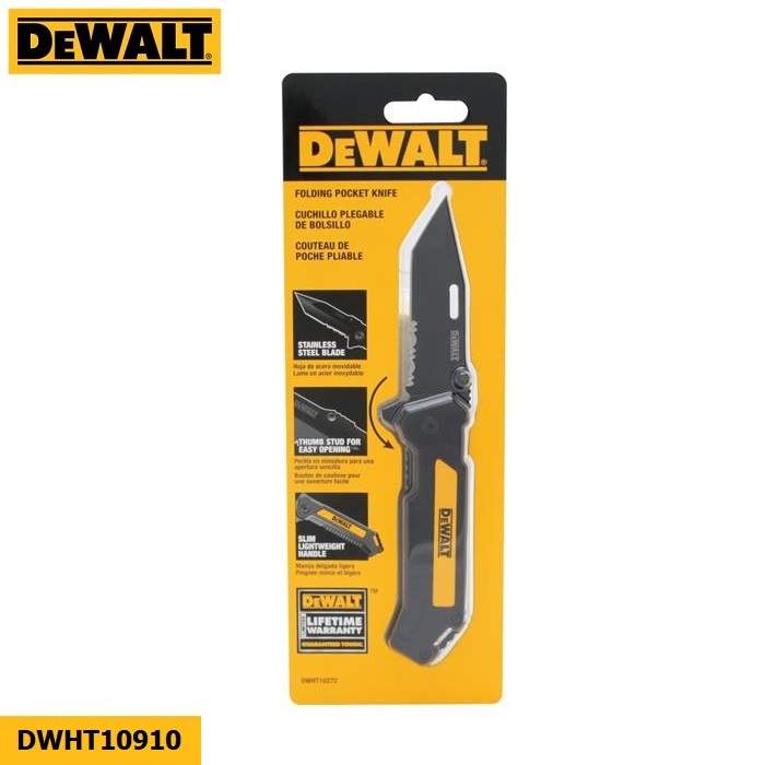 DEWALT มีดพับ easy open สีดำ รุ่น DWHT10910 มีดพับพรีเมี่ยม ของแท้100%