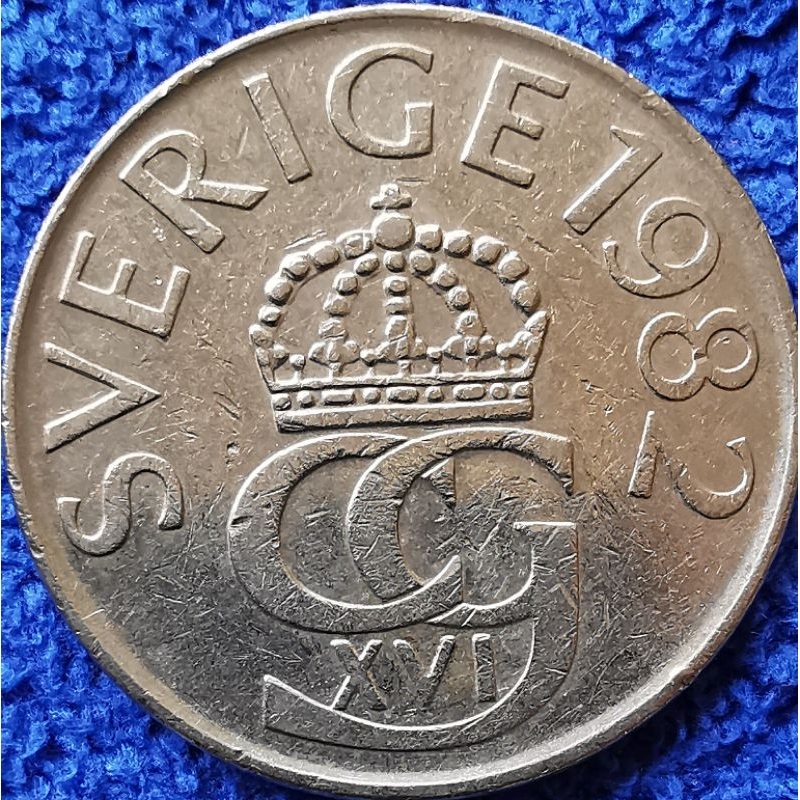เหรียญ​สวีเดน​ Sweden, 5 Kronor, (ยุค​ Carl XVI​ Gustaf), #​4066L, ใช้แล้ว