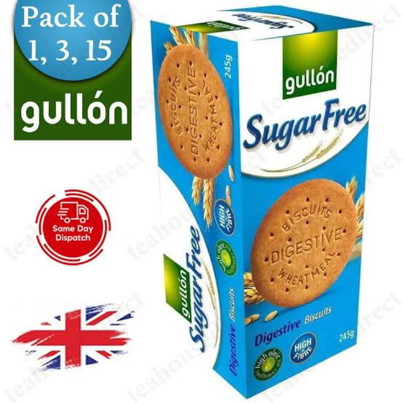 Gullon sugar free Digestive biscuits 245g. กรูยอง ไดเจสทีฟบิสกิตสูตรไม่มีน้ำตาล นำเข้าจากสเปน🇪🇸