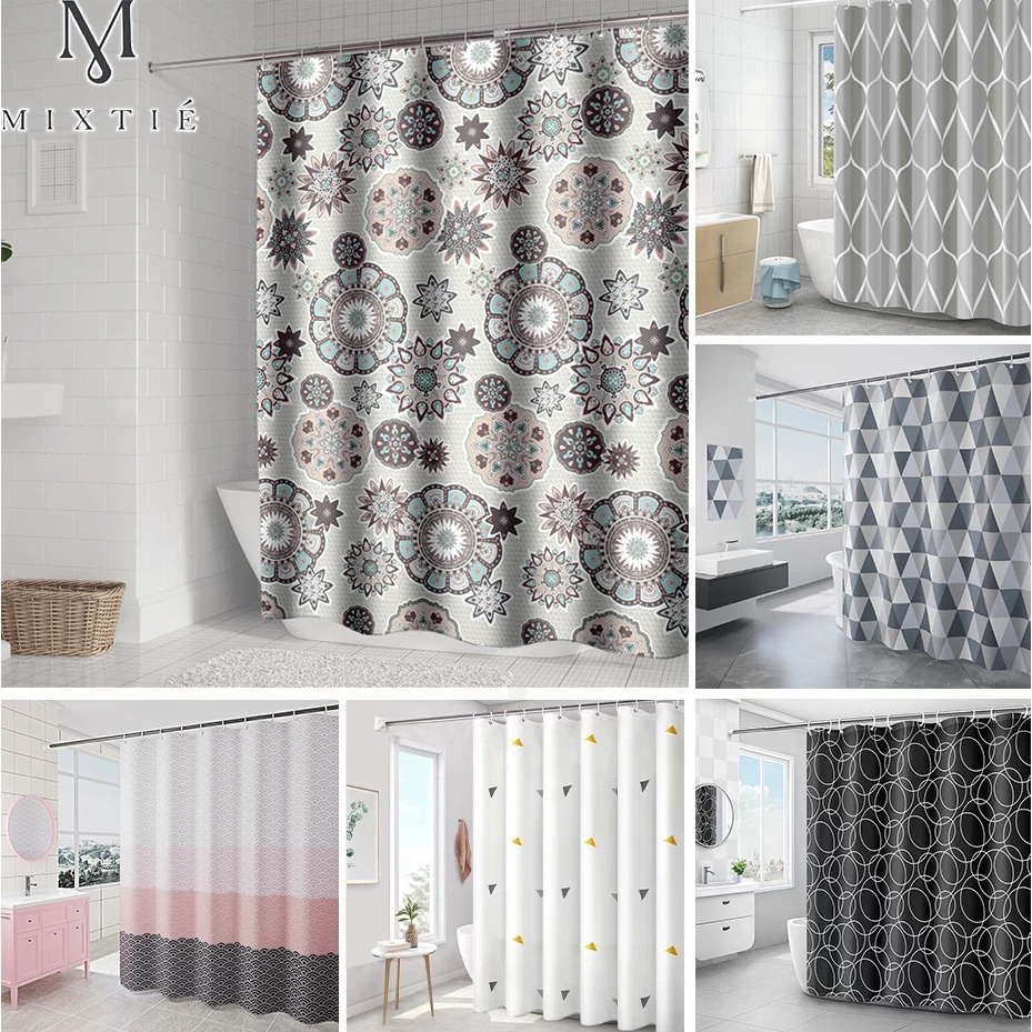 Bathroom curtain ม่านหนา พรมห้องน้ำ กันน้ำ กันแอบมอง 2ม.x2ม มีหลากหลายรูปแบบ