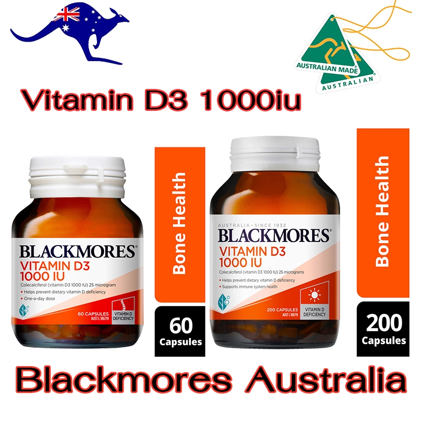 Blackmores Vitamin D3 1000IU Bone Health Immunity 60เม็ด,200เม็ด แบลคมอร์ส วิตามิน ดี3