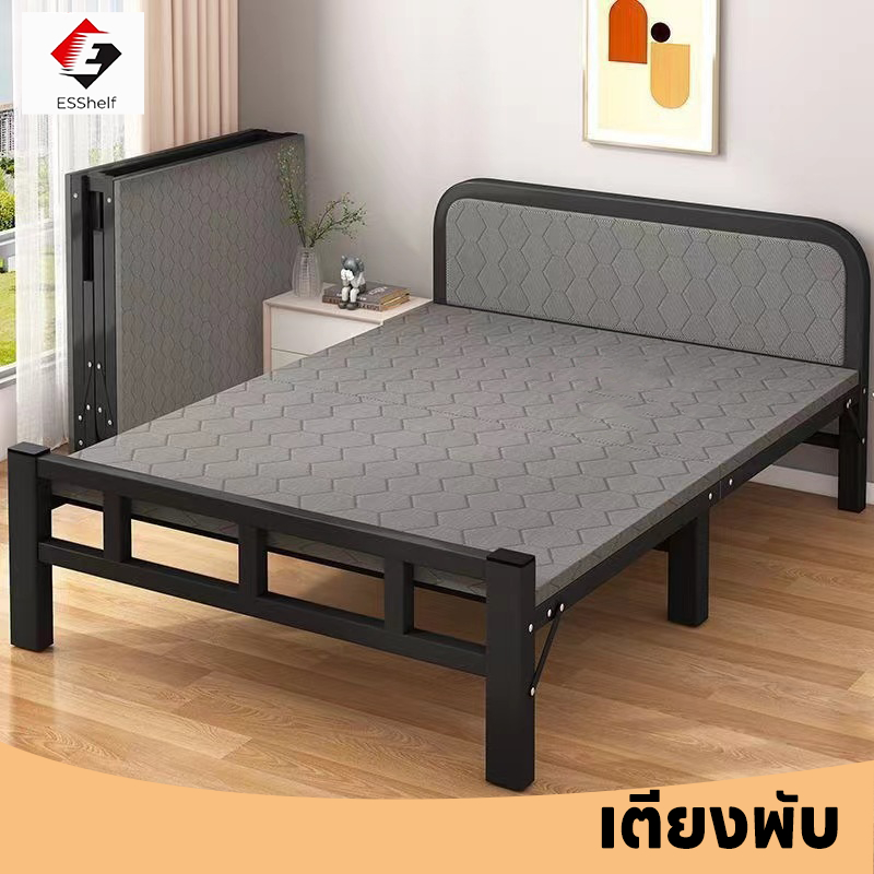 ESShelf เตียงพับได้ bed เตียงนอน กว้าง75cm ไม่ต้องประกอบ เหล็ก เก็บง่าย เคลื่อนย้ายสะดวก รับน้ำหนัก120kg สีขาว สีดำ