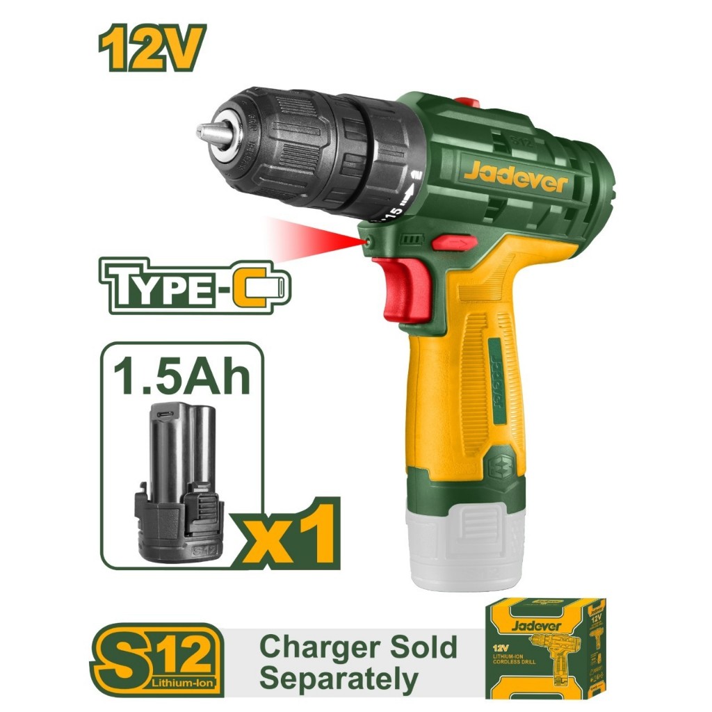 JADEVER สว่านแบตเตอรี่ไร้สาย 12V รุ่น JDCDS520 ไม่มีสายชาร์จมาให้นะคะ