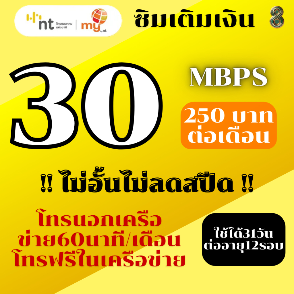 ซิม my เน็ตไม่อั้นไม่ลดสปีด Unlimited my By NT