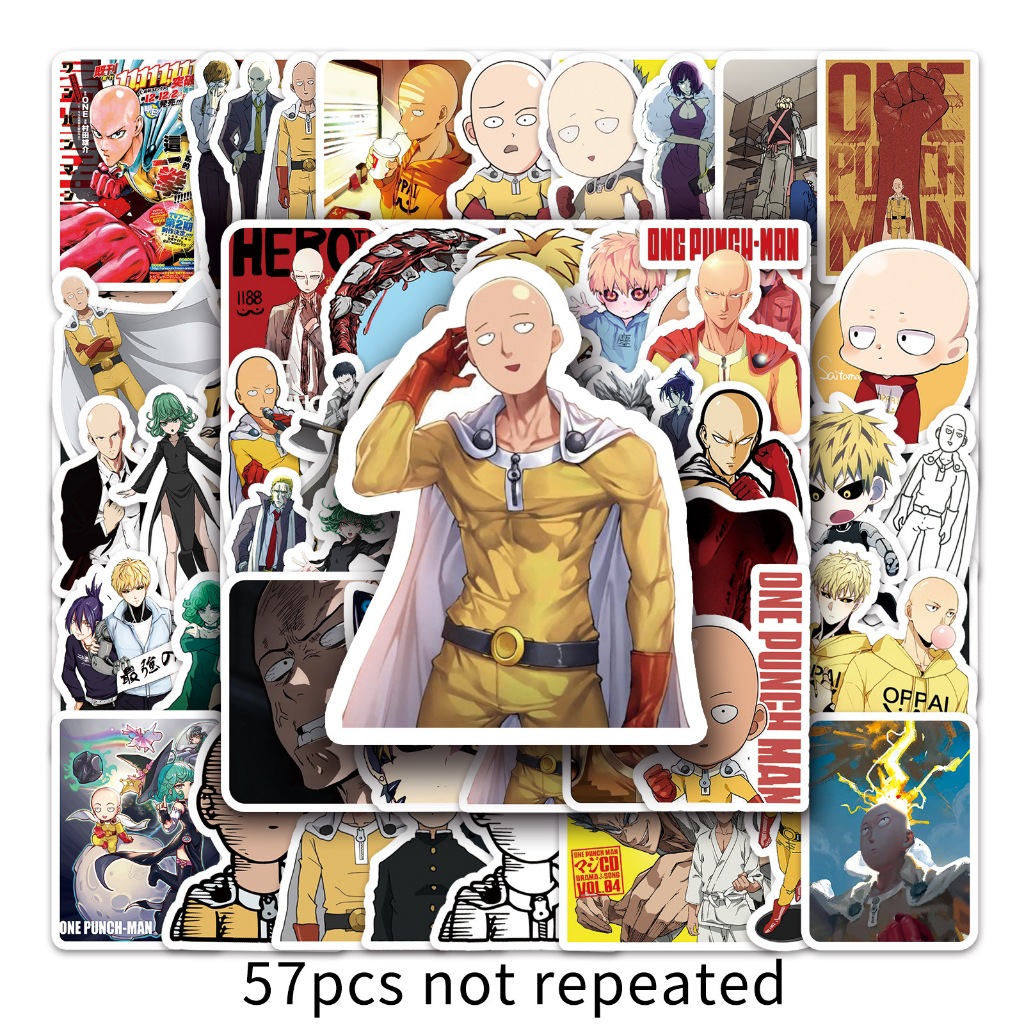 พร้อมส่ง ONE PUNCH MAN (วันพันซ์แมน) สติกเกอร์กันน้ำรูปแบบที่แตกต่างกัน 57ชิ้น