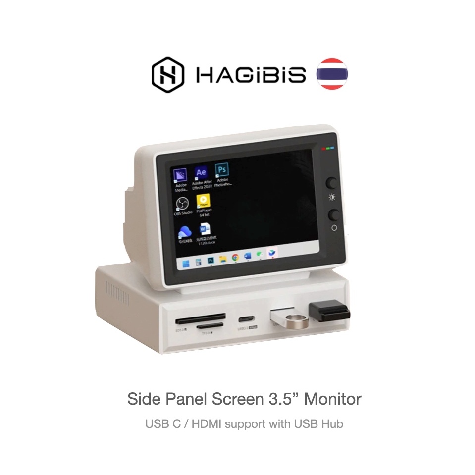 ส่งจาก กทม ประกันไทย Hagibis X86 จอจิ๋ว 3.5inch IPS 960x640 model USB Mini Screen with USB C Hub, US