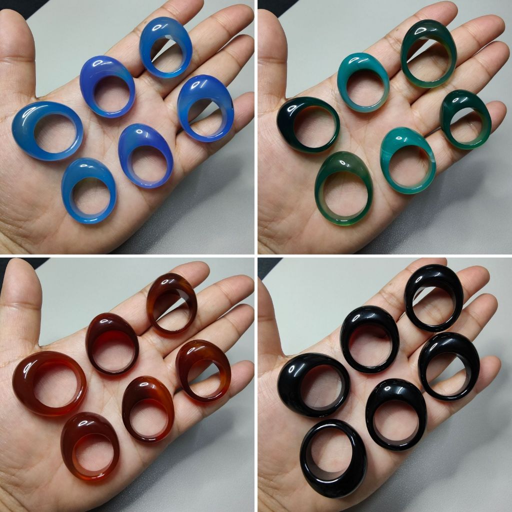 แหวนหินอาเกตหัวนูน มีให้เลือก 4 สี (1 วง)