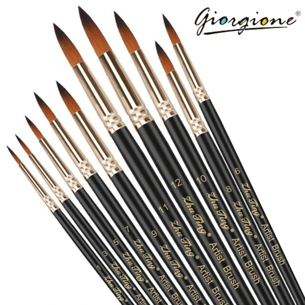 Giorgione AT-G-200F-100R ชุดพู่กันกลม 10 ด้าม Round Brush Set พู่กัน สีน้ำ สีอะคริลิค น้ำมัน