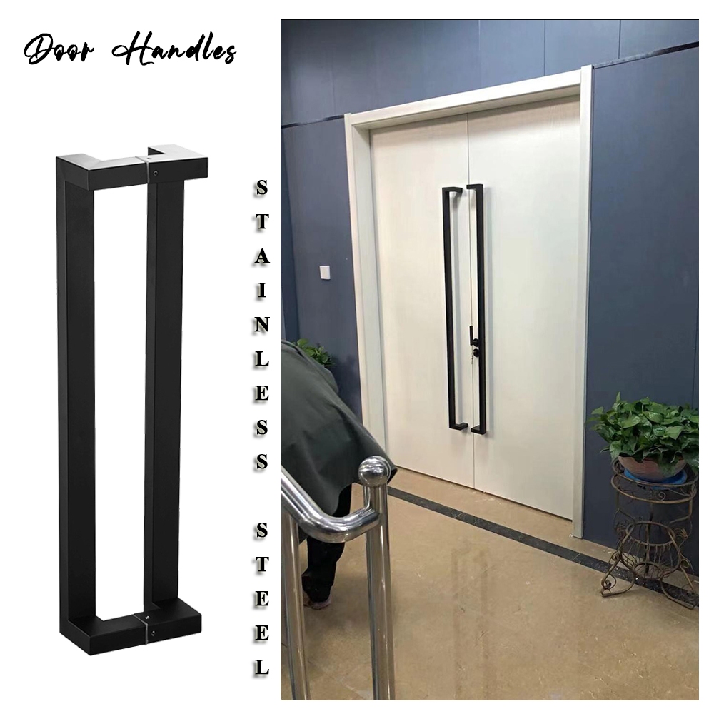 Gate handles มือจับประตูสแตนเลส 304 สองด้าน มือจับยาว หนา 1.0 มม. ท่อเหลี่ยม 25x38มม. ไม่เป็นสนิม