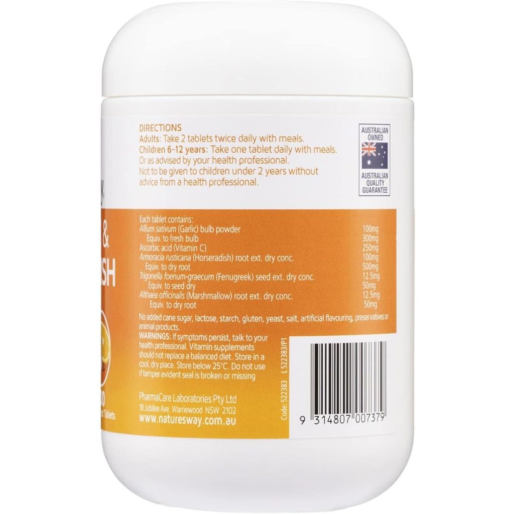 วิตามินเสริมภูมิ กระเทียมสกัดผสมวิตามินซี Nature’s way Garlic+c & Horserradish ขนาด200เม็ด - รูปที่ 3