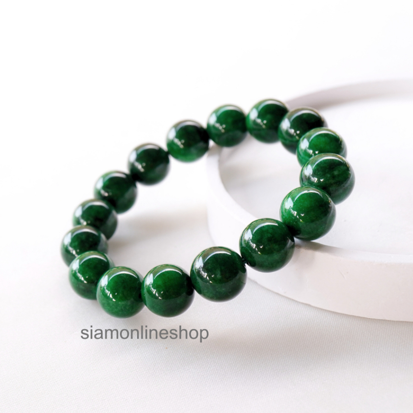 หยก มอซิซิ Maw sit sit หยกแอลไบต์ หยกพม่าแท้ ขนาด 12 มม. by siamonlineshop