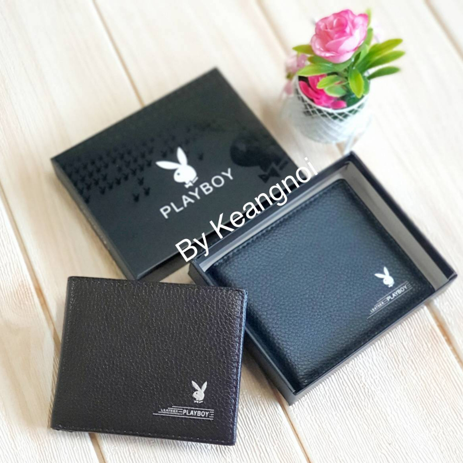 กระเป๋าสตางค์ใบสั้น กระเป๋าตังค์ Playboy สีดำ และ สีน้ำตาล ใช้เป็น ของขวัญวันเกิด วันครบรอบ หรือ ในทุกโอกาส สินค้าในไทย