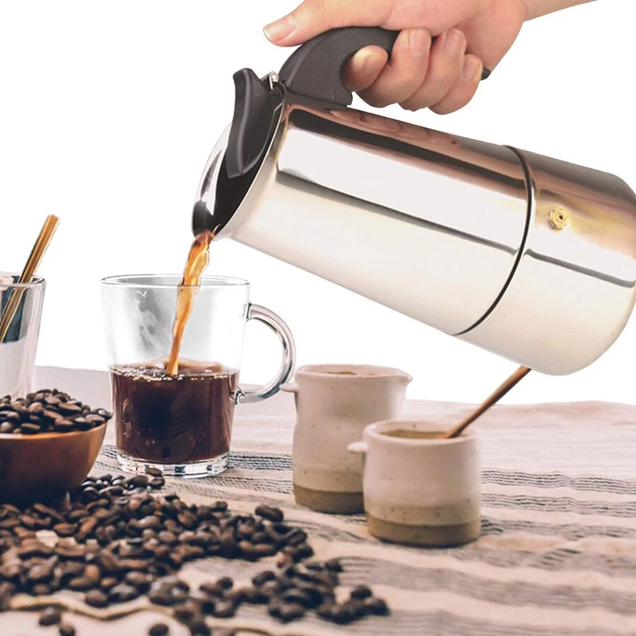 กาต้มกาแฟ หม้อต้มกาแฟสด หม้อต้มกาแฟสแตนเลส Moka pot ใช้งานง่าย สามารถทำกาแฟทานได้ด้วยตัวเองที่บ้าน Deebillion thumbnail 3