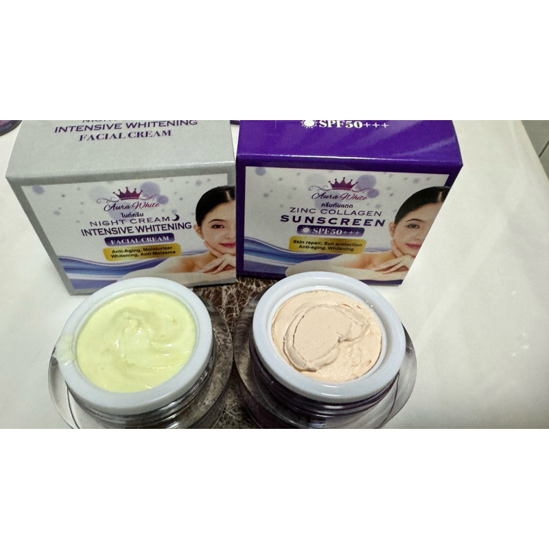 Aura White combo set  day and night cream (1 night cream 1 sunscreen cream)