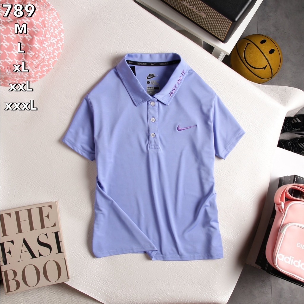 เสื้อกีฬาหญิงคอปก ผ้าตาข่ายนิ่ม